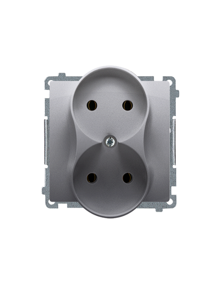 Gniazdo wtyczkowe podwójne bez uziemienia (moduł), Σ16A, 250V~, zaciski śrubowe stal inox KONTAKT SIMON BMG2M.01/21