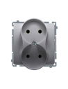 Gniazdo wtyczkowe podwójne bez uziemienia (moduł), Σ16A, 250V~, zaciski śrubowe stal inox KONTAKT SIMON BMG2M.01/21