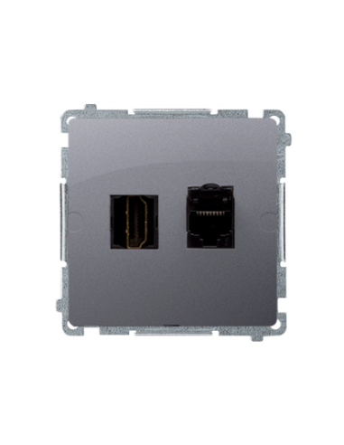 Gniazdo HDMI + RJ45 kat.6. (moduł) stal inox KONTAKT SIMON BMGHRJ45.01/21