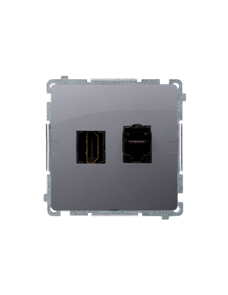 Gniazdo HDMI + RJ45 kat.6. (moduł) stal inox KONTAKT SIMON BMGHRJ45.01/21