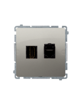 Gniazdo HDMI + RJ45 kat.6. (moduł) satynowy KONTAKT SIMON BMGHRJ45.01/29