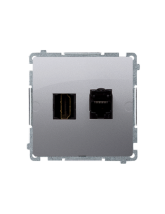 Gniazdo HDMI + RJ45 kat.6. (moduł) srebrny mat KONTAKT SIMON BMGHRJ45.01/43