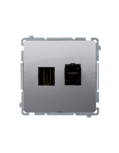 Gniazdo HDMI + RJ45 kat.6. (moduł) srebrny mat KONTAKT SIMON BMGHRJ45.01/43