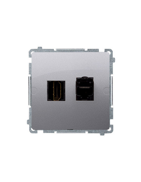Gniazdo HDMI + RJ45 kat.6. (moduł) srebrny mat KONTAKT SIMON BMGHRJ45.01/43
