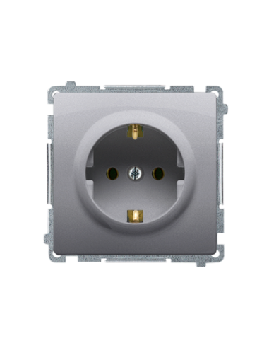 Gniazdo wtyczkowe z uziemieniem Schuko (moduł) 16A, 250V~, zaciski śrubowe stal inox KONTAKT SIMON BMGSZ1.01/21