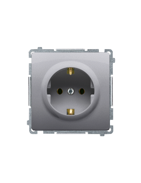 Gniazdo wtyczkowe z uziemieniem Schuko (moduł) 16A, 250V~, zaciski śrubowe stal inox KONTAKT SIMON BMGSZ1.01/21
