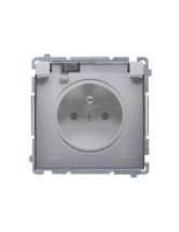 Gniazdo wtyczkowe z uziemieniem, bryzgoszczelne IP44 (moduł) 16A, 250V~, zaciski śrubowe. Klapka transparentna stal inox KONTAKT