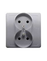 Gniazdo wtyczkowe z uziemieniem podwójne, monoblok, 16A, 250V~, zaciski śrubowe stal inox *Kompletne - nie do ramek KONTAKT SIMO