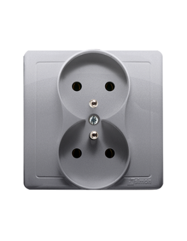 Gniazdo wtyczkowe z uziemieniem podwójne, monoblok, 16A, 250V~, zaciski śrubowe stal inox *Kompletne - nie do ramek KONTAKT SIMO