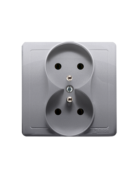 Gniazdo wtyczkowe z uziemieniem podwójne, monoblok, 16A, 250V~, zaciski śrubowe stal inox *Kompletne - nie do ramek KONTAKT SIMO