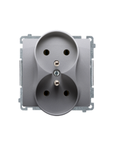 Gniazdo wtyczkowe podwójne z uziemieniem (moduł), Σ16A, 250V~, zaciski śrubowe stal inox KONTAKT SIMON BMGZ2M.01/21