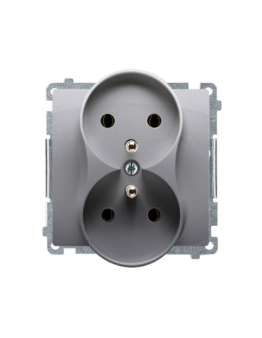 Gniazdo wtyczkowe podwójne z uziemieniem (moduł), Σ16A, 250V~, zaciski śrubowe stal inox KONTAKT SIMON BMGZ2M.01/21