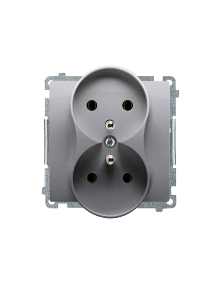 Gniazdo wtyczkowe podwójne z uziemieniem (moduł), Σ16A, 250V~, zaciski śrubowe stal inox KONTAKT SIMON BMGZ2M.01/21