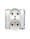 Gniazdo wtyczkowe podwójne z uziemieniem (moduł), z przesłonami torów prądowych, Σ16A, 250V~, zaciski śrubowe biały KONTAKT SIMO