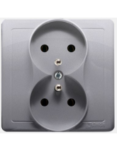Gniazdo wtyczkowe podwójne z uziemieniem (moduł), z przesłonami torów prądowych, Σ16A, 250V~, zaciski śrubowe stal inox KONTAKT 