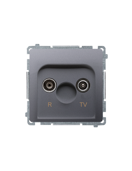 Gniazdo antenowe R-TV przelotowe 10 dB (moduł), 1x wejście: 5–862 MHz stal inox KONTAKT SIMON BMZAP10/1.01/21