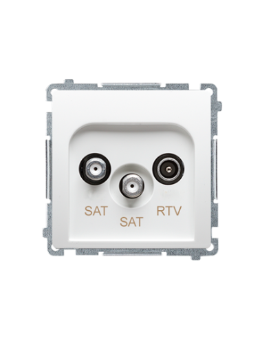 Gniazdo antenowe satelitarne podwójne końcowe SAT-SAT-RTV, (moduł). 2xwejście: SAT: 5–2400 MHz, RTV: 5–862 MHz biały KONTAKT SIM
