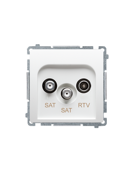 Gniazdo antenowe satelitarne podwójne końcowe SAT-SAT-RTV, (moduł). 2xwejście: SAT: 5–2400 MHz, RTV: 5–862 MHz biały KONTAKT SIM