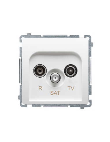 Gniazdo antenowe R-TV-SAT przelotowe (moduł), 1x wejście: 5 MHz–2,4 GHz biały KONTAKT SIMON BMZAR-SAT10/P.01/11