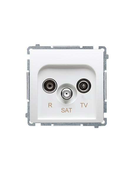 Gniazdo antenowe R-TV-SAT przelotowe (moduł), 1x wejście: 5 MHz–2,4 GHz biały KONTAKT SIMON BMZAR-SAT10/P.01/11