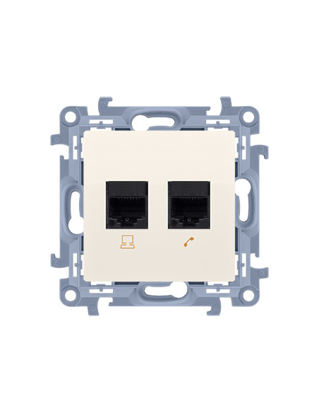 Gniazdo komputerowe podwójne RJ45 kategoria 5e (moduł) kremowy KONTAKT SIMON C52.01/41