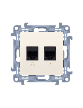 Gniazdo komputerowe RJ45 kategoria 5e + telefoniczne RJ11 (moduł) kremowy KONTAKT SIMON C5T.01/41