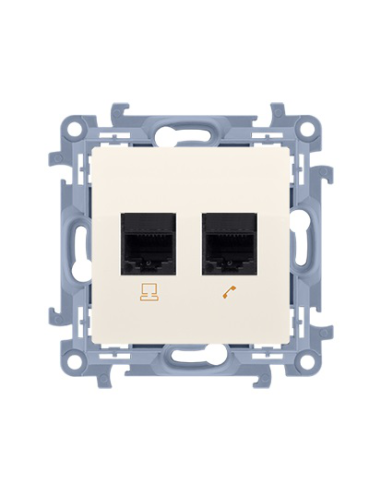 Gniazdo komputerowe podwójne RJ45 kategoria 6 (moduł) kremowy KONTAKT SIMON C62.01/41