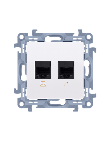 Gniazdo RJ45 kat. 6 + gniazdo telefoniczne RJ11 (moduł) biały KONTAKT SIMON C6T.01/11