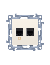 Gniazdo RJ45 kat. 6 + gniazdo telefoniczne RJ11 (moduł) kremowy KONTAKT SIMON C6T.01/41