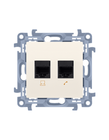 Gniazdo RJ45 kat. 6 + gniazdo telefoniczne RJ11 (moduł) kremowy KONTAKT SIMON C6T.01/41