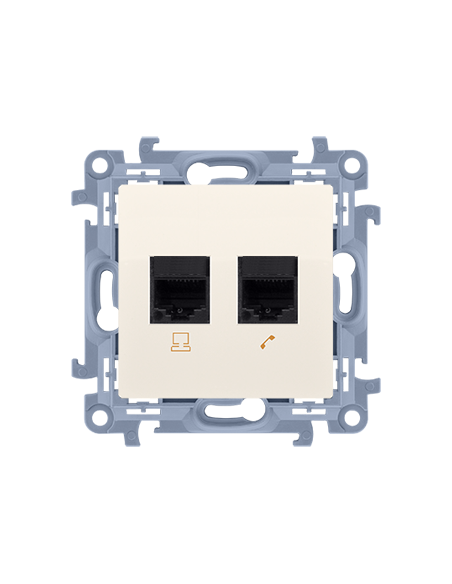 Gniazdo RJ45 kat. 6 + gniazdo telefoniczne RJ11 (moduł) kremowy KONTAKT SIMON C6T.01/41