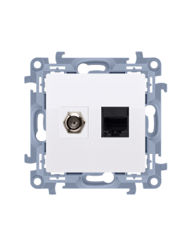 Gniazdo antenowe typu "F" + RJ45 kat.5e (moduł) biały KONTAKT SIMON CASFRJ455.01/11
