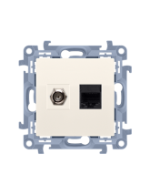 Gniazdo antenowe typu "F" + RJ45 kat.5e (moduł) kremowy KONTAKT SIMON CASFRJ455.01/41