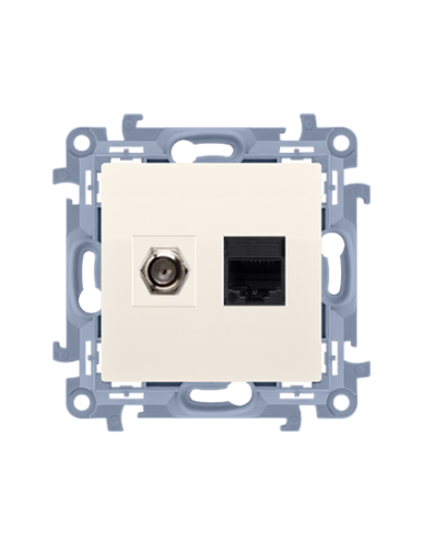 Gniazdo antenowe typu "F" + RJ45 kat.5e (moduł) kremowy KONTAKT SIMON CASFRJ455.01/41