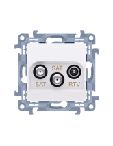 Gniazdo antenowe satelitarne podwójne SAT -SAT -RTV (moduł), 1x wejście: 5 MHz-2,4 GHz biały KONTAKT SIMON CASK2.01/11