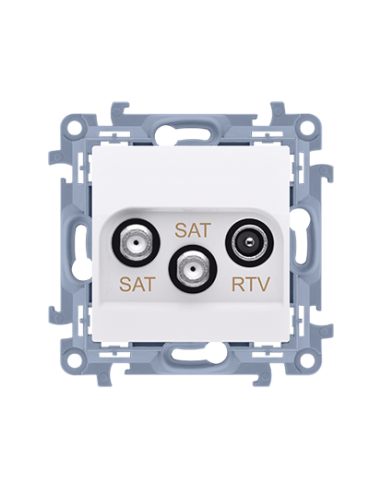 Gniazdo antenowe satelitarne podwójne SAT -SAT -RTV (moduł), 1x wejście: 5 MHz-2,4 GHz biały KONTAKT SIMON CASK2.01/11