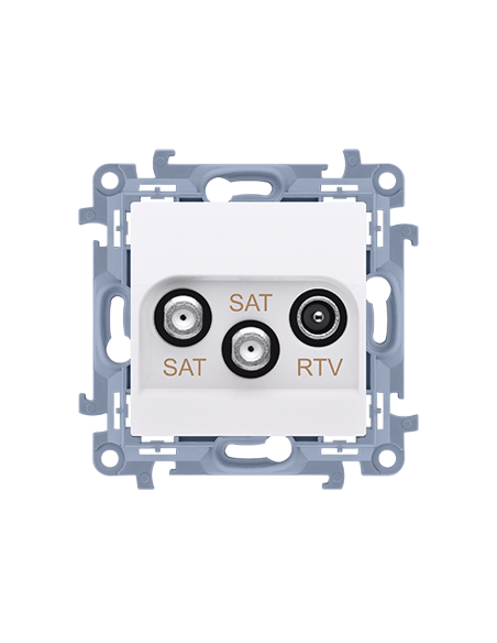 Gniazdo antenowe satelitarne podwójne SAT -SAT -RTV (moduł), 1x wejście: 5 MHz-2,4 GHz biały KONTAKT SIMON CASK2.01/11