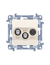 Gniazdo antenowe satelitarne podwójne SAT -SAT -RTV (moduł), 1x wejście: 5 MHz-2,4 GHz kremowy KONTAKT SIMON CASK2.01/41