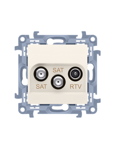 Gniazdo antenowe satelitarne podwójne SAT -SAT -RTV (moduł), 1x wejście: 5 MHz-2,4 GHz kremowy KONTAKT SIMON CASK2.01/41