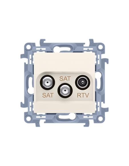 Gniazdo antenowe satelitarne podwójne SAT -SAT -RTV (moduł), 1x wejście: 5 MHz-2,4 GHz kremowy KONTAKT SIMON CASK2.01/41