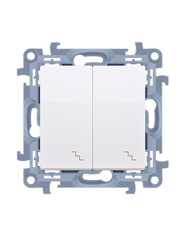 Łącznik schodowy podwójny z podświetleniem LED (moduł) 10AX, 250V~, zaciski śrubowe biały KONTAKT SIMON CW6/2L.01/11