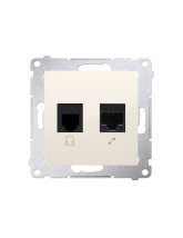 Gniazdo komputerowe RJ45 kategoria 5e + telefoniczne RJ12 (moduł) kremowy KONTAKT SIMON D5T.01/41