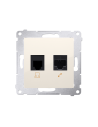 Gniazdo komputerowe RJ45 kategoria 5e + telefoniczne RJ12 (moduł) kremowy KONTAKT SIMON D5T.01/41