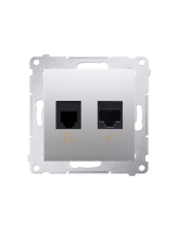 Gniazdo komputerowe RJ45 kategoria 5e + telefoniczne RJ12 (moduł) srebrny mat KONTAKT SIMON D5T.01/43