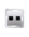 Gniazdo komputerowe RJ45 kategoria 5e + telefoniczne RJ12 (moduł) srebrny mat KONTAKT SIMON D5T.01/43