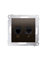 Gniazdo komputerowe RJ45 kategoria 5e + telefoniczne RJ12 (moduł) brąz mat KONTAKT SIMON D5T.01/46