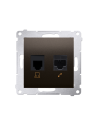 Gniazdo komputerowe RJ45 kategoria 5e + telefoniczne RJ12 (moduł) brąz mat KONTAKT SIMON D5T.01/46