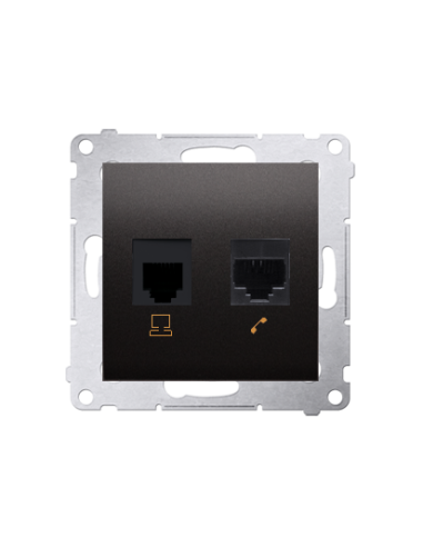 Gniazdo komputerowe RJ45 kategoria 5e + telefoniczne RJ12 (moduł) antracyt KONTAKT SIMON D5T.01/48