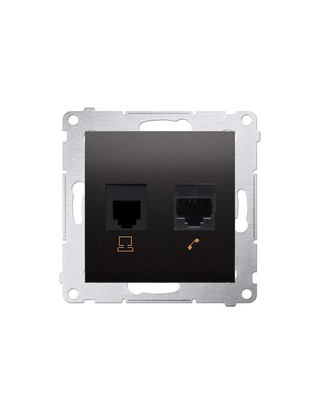 Gniazdo komputerowe RJ45 kategoria 5e + telefoniczne RJ12 (moduł) antracyt KONTAKT SIMON D5T.01/48