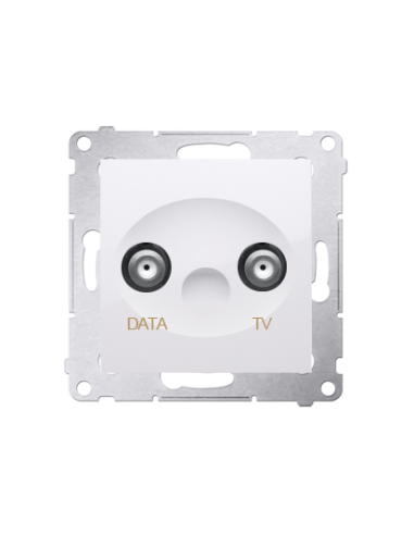 Gniazdo TV-DATA. Dwa porty wyjściowe typu "F" (moduł). Częstotliwość dla wejścia 5-1000 MHz biały KONTAKT SIMON DAD1.01/11